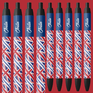 Stylo Noir Drapeau personnalisé du Royaume-Uni