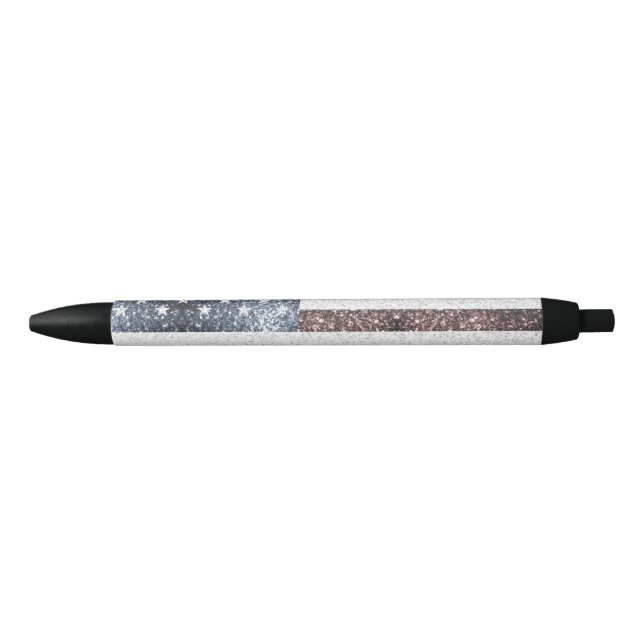Stylo Noir Drapeau rustique USA rouge blanc bleu scintillant  (Devant)