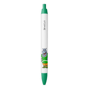 Stylo Noir Drôle de joueur de football hippo dessin humoristi
