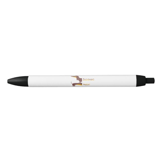 Stylo Noir Drôle mignon dachshund pour parent chien long (Devant)