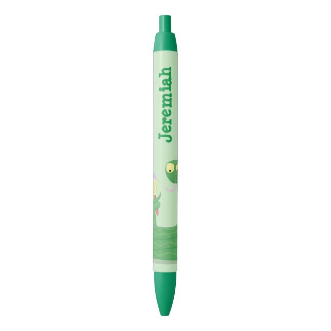 Stylo Noir Drôle serpent vert avec caricature maraca (devant Vertical)
