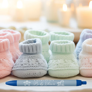 Stylo Noir Dusty Blue Baby shower Chic Personnalisé