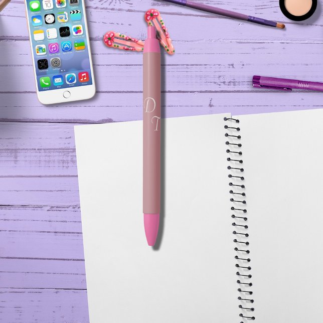 Stylo Noir Dusty Rose - vos monogrammes (Créateur téléchargé)