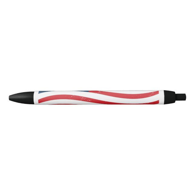 Stylo Noir Dynamic Patriotic Wave Ballpoint Pen - Elegant USA (Devant)