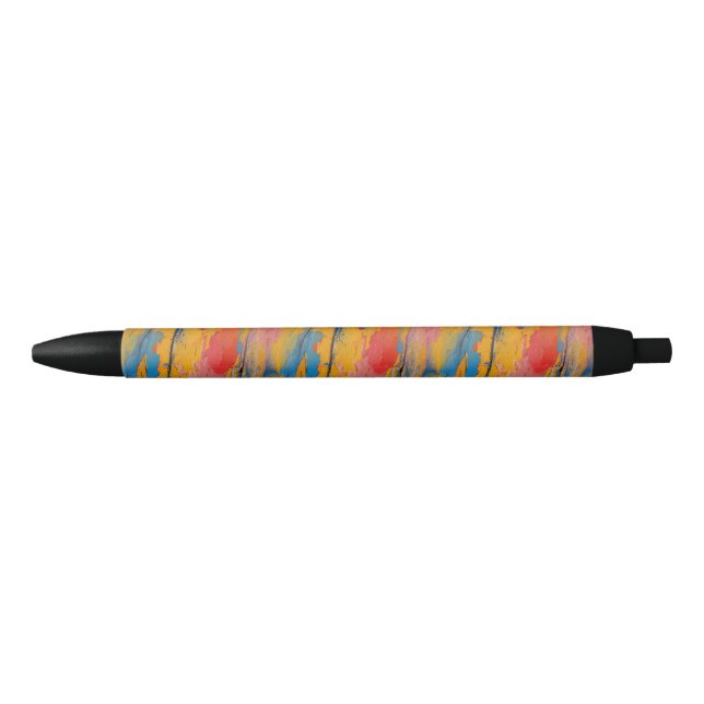 Stylo Noir Éclaboussure de peinture colorée (Devant)