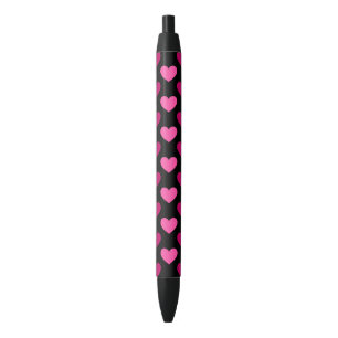 Stylo Noir Écrit avec le motif adorable de coeurs d'amour