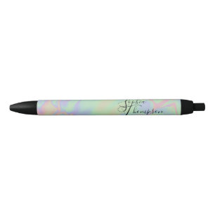 Stylo Noir Effet holographique moderne Script Pastel Arc-en-c