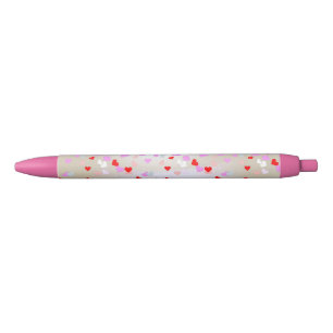 Stylo Noir Effet perle blanche avec coeur