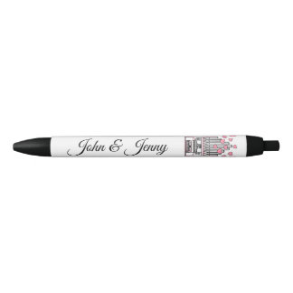 Stylo Noir Eglise Orgue Musicien Personnalisé Mariage Favoris