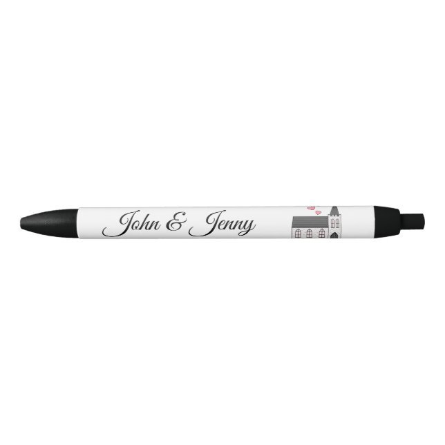 Stylo Noir Église Personnalisée Mariage Favoriser Cadeau Cade (Devant)