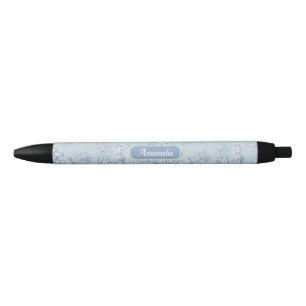 Stylo Noir Elégant bleu vintage gris toile de jouy