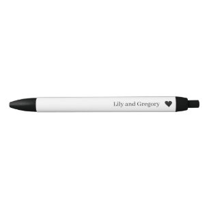 Stylo Noir Élégant Coeur noir et blanc élégant