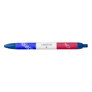 Stylo Noir Élégant drapeau français monographique