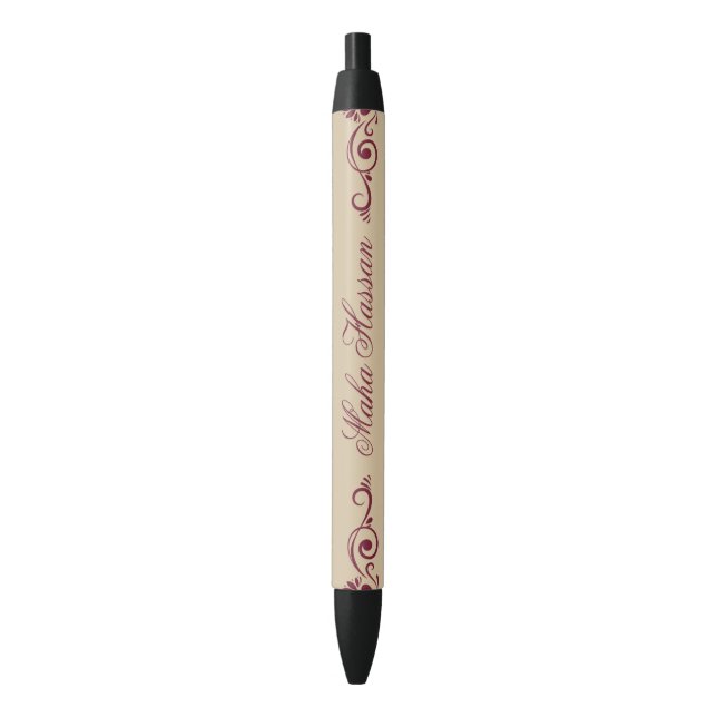 Stylo Noir Elegant Floral Swirl Illustration  Burgundy & gold (devant Vertical)
