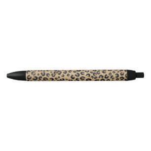 Stylo Noir Elegant Gold Glitter Black Leopard