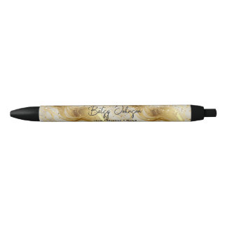 Stylo Noir Elegant Ivory Marble and Gold Glitter