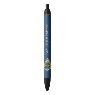 Stylo Noir Élégant logo bleu Faux cuir personnalisé