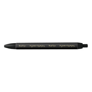 Stylo Noir Elégant Merci Affaires Anniversaire Mariage Favori