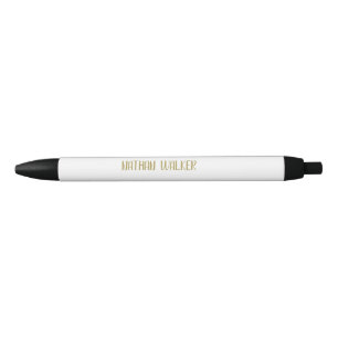 Stylo Noir Élégant Monogramme Or & Gris I Minimaliste Élégant