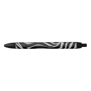 Stylo Noir Elégant Parties scintillant noire Silver Zebra Po