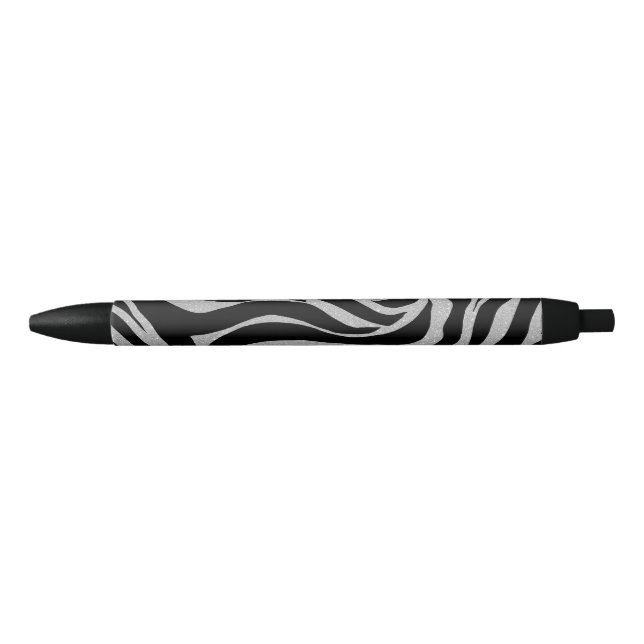 Stylo Noir Elégant Parties scintillant noire Silver Zebra Pos (Devant)
