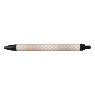 Stylo Noir Élégant Rose de poulet Pois d'or gris Motif