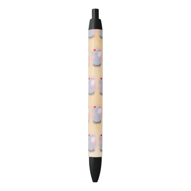 Stylo Noir Eléphant Bébé mignon (devant Vertical)