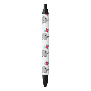 Stylo Noir éléphant mignon avec un parapluie -
