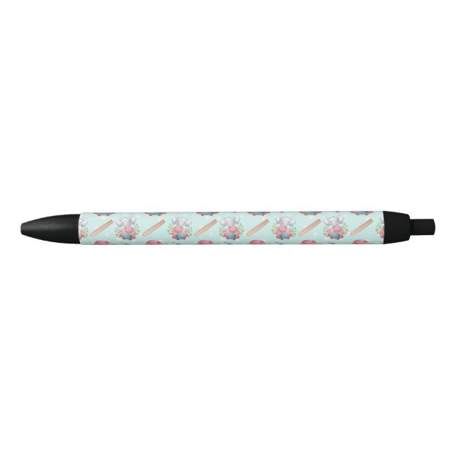 Stylo Noir Éléphant motif de rentrée scolaire (Devant)