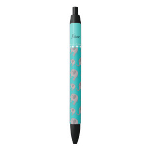 Stylo Noir Éléphants nommés personnalisés de gris de