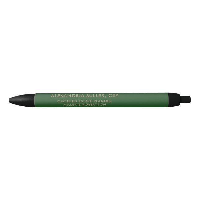Stylo Noir Emerald Green Nom Titre Entreprise Typographie (Devant)
