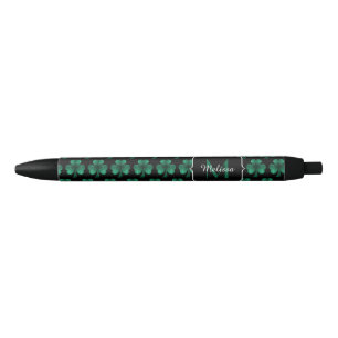 Stylo Noir Emerald Green Sparkle Shamrock noir Monogramme