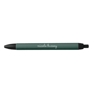 Stylo Noir Émeraude verte Moderne Monogramme élégant