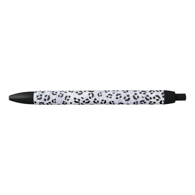 Stylo Noir Empreinte de léopard blanc (Devant)