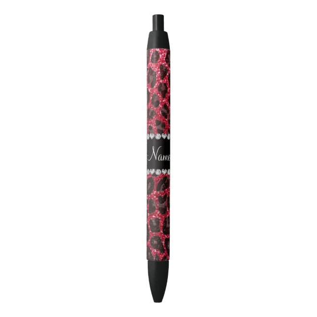 Stylo Noir Empreinte de léopard d'parties scintillant rouge C (devant Vertical)