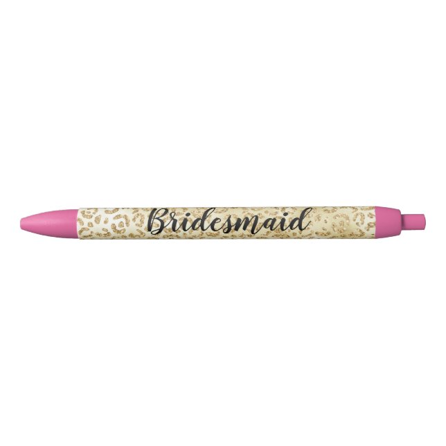 Stylo Noir Empreinte de léopard Gold Glam Parties scintillant (Devant)