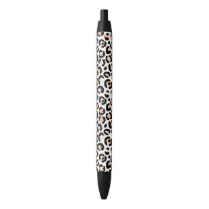 Stylo Noir Empreinte de léopard noir blanc Peach