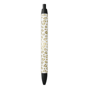 Stylo Noir Empreinte de léopard Ombre blanc or