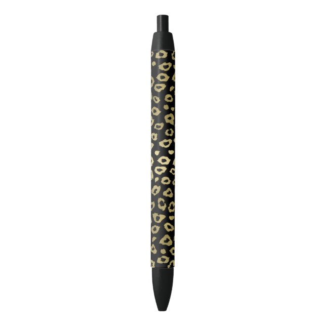 Stylo Noir Empreinte de léopard Ombre Noir Or (devant Vertical)