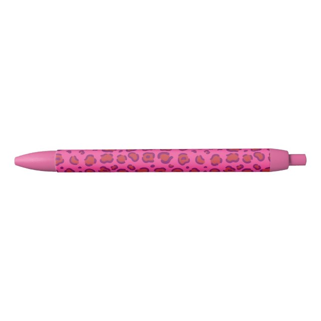 Stylo Noir Empreinte de léopard rose (Devant)