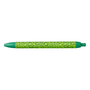 Stylo Noir Empreinte de léopard vert