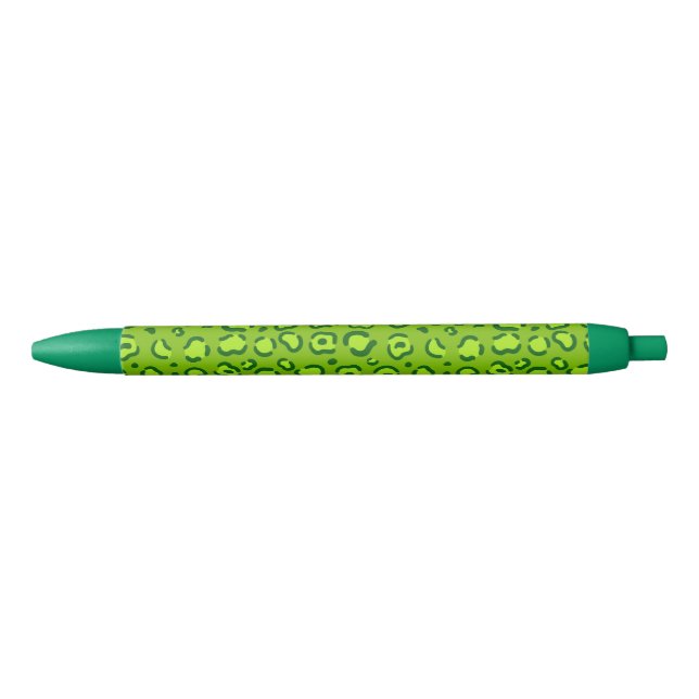 Stylo Noir Empreinte de léopard vert (Devant)