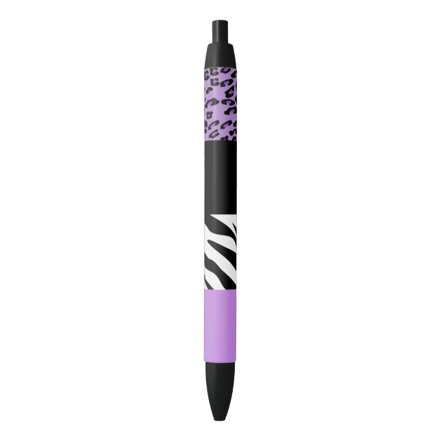Stylo Noir Empreinte de léopard, Zebra Print, Poster de anima (devant Vertical)