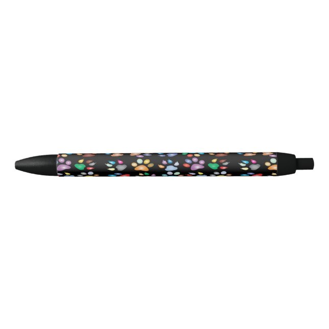 Stylo Noir empreintes de pattes colorés (Devant)