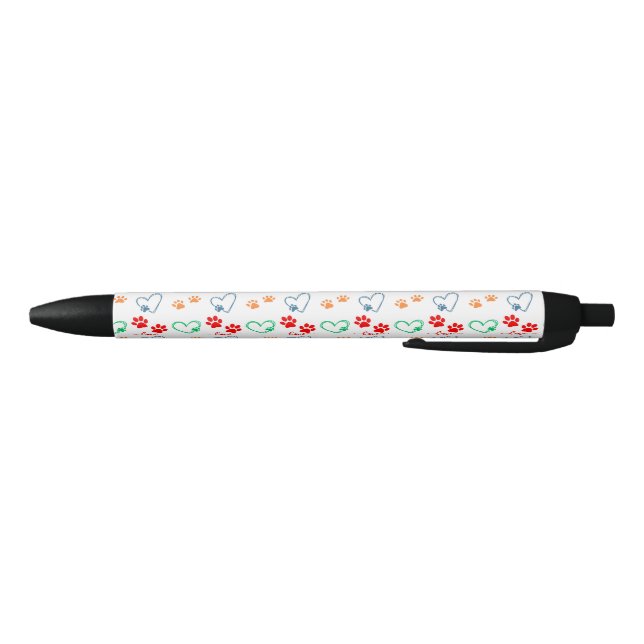 Stylo Noir Empreintes de pattes de CHIENS mignons et COEURS D (Bas)