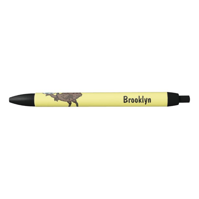 Stylo Noir Emu avec dessin animé d'oeufs (Devant)