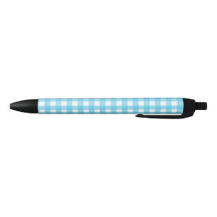 Stylo Noir En vichy bleu cérusé clair