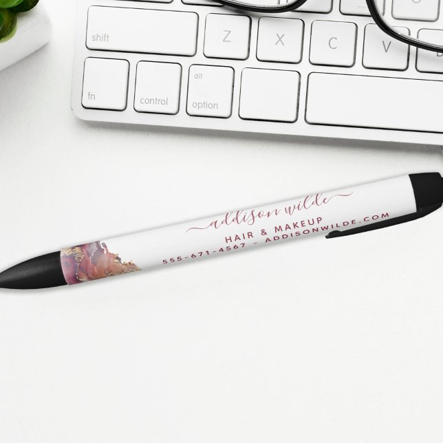 Stylo Noir Encre à aquarelle liquide d'art moderne violet et  (Créateur téléchargé)