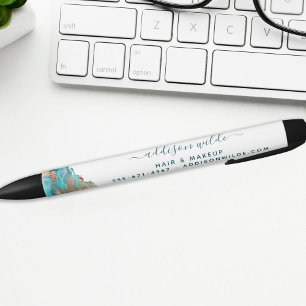 Stylo Noir Encre aquarelle liquide d'art moderne bleu et or