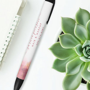 Stylo Noir Encre aquarelle liquide d'art moderne rose et or